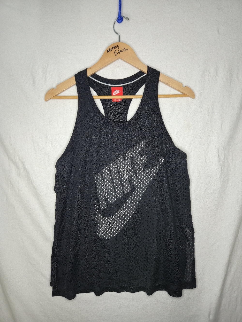 Nike Ladies Just Do It Black Racer Back Dual Layer Mesh Tank Top Size XL